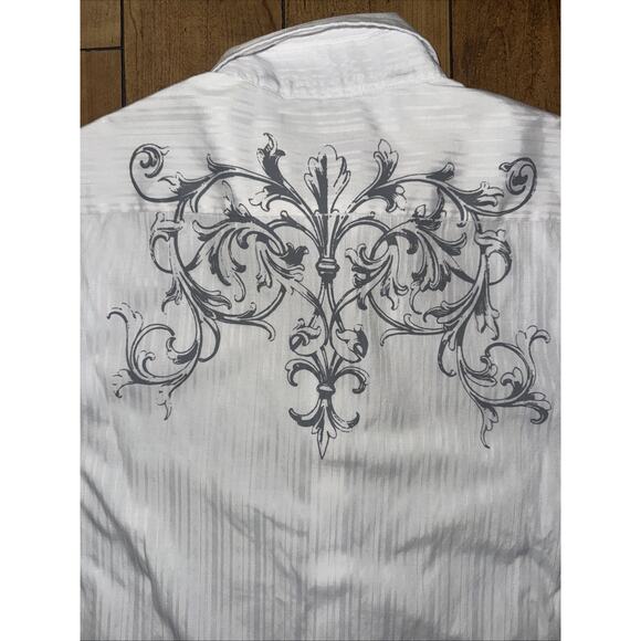Level Ten Men’s Embroidered Western Button Down Shirt White Large 20x27 Cowboy - Picture 6 of 6